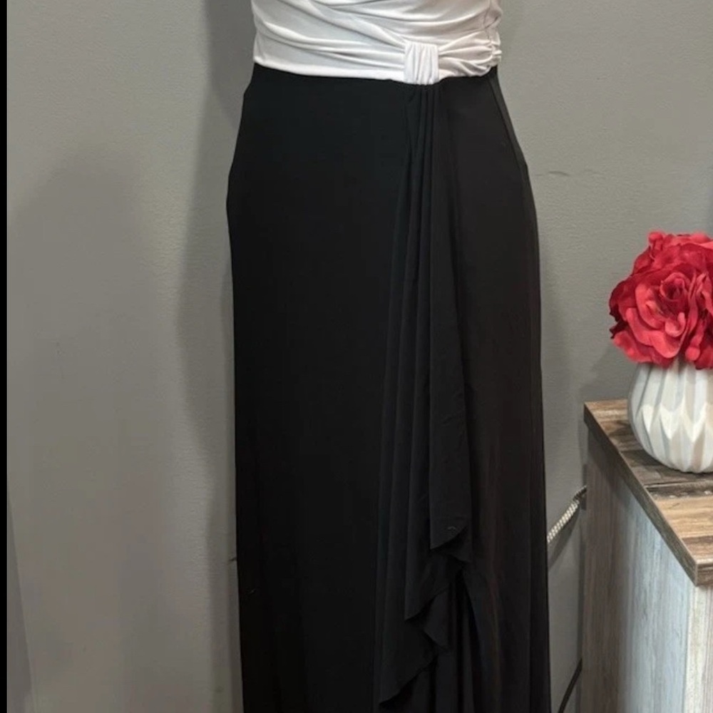 Ralph Lauren Black White Maxi Dress Size 2 Colorblock Formal Evening Gown - Picture 4 of 7